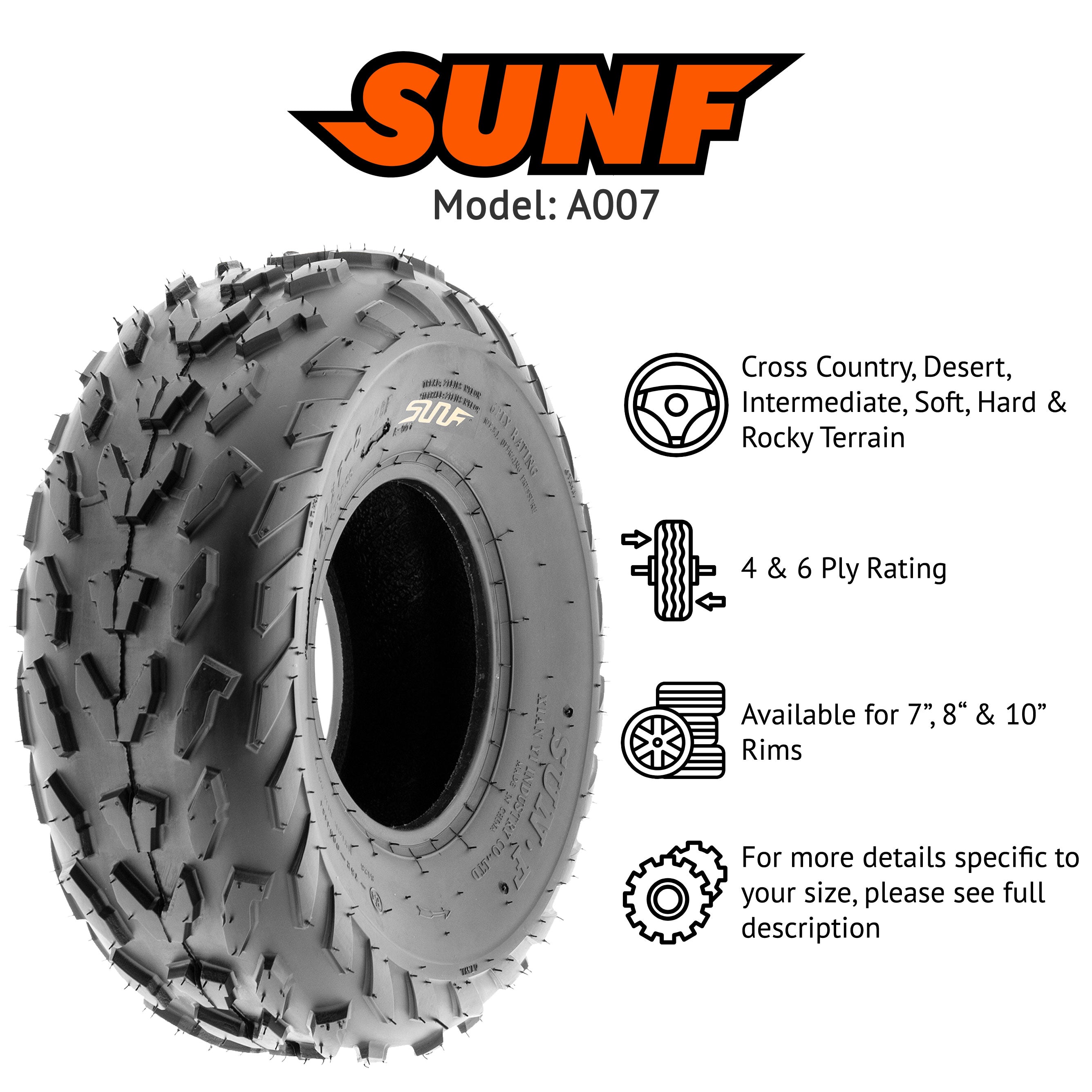 タイヤ・ホイール sun SunF A006 20x7-8 SxS ATV UTV off-road Mud racing riding pair Tires