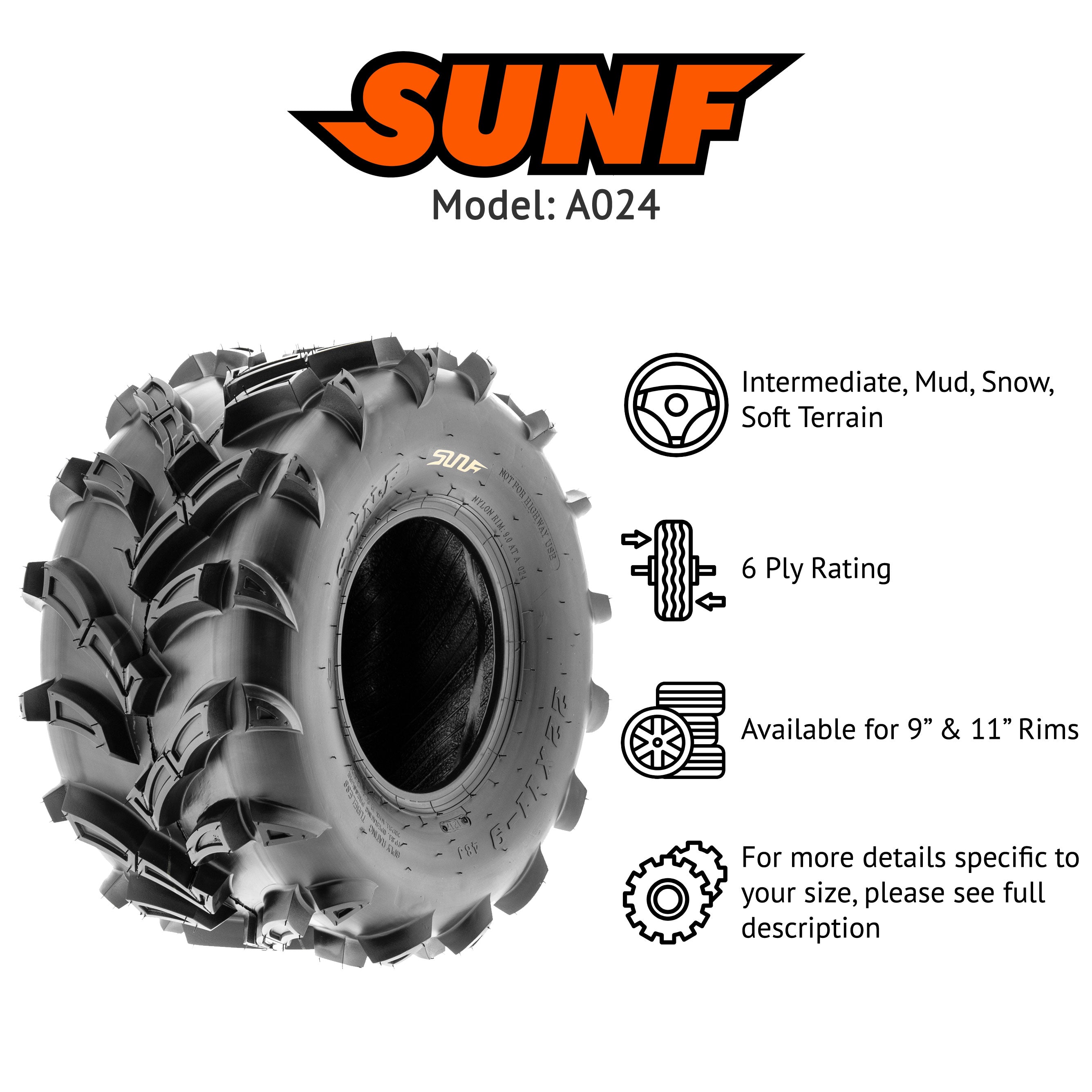 SunF A024 SxS UTV ATV Mud racing riding Tire Pair Set – SUNF